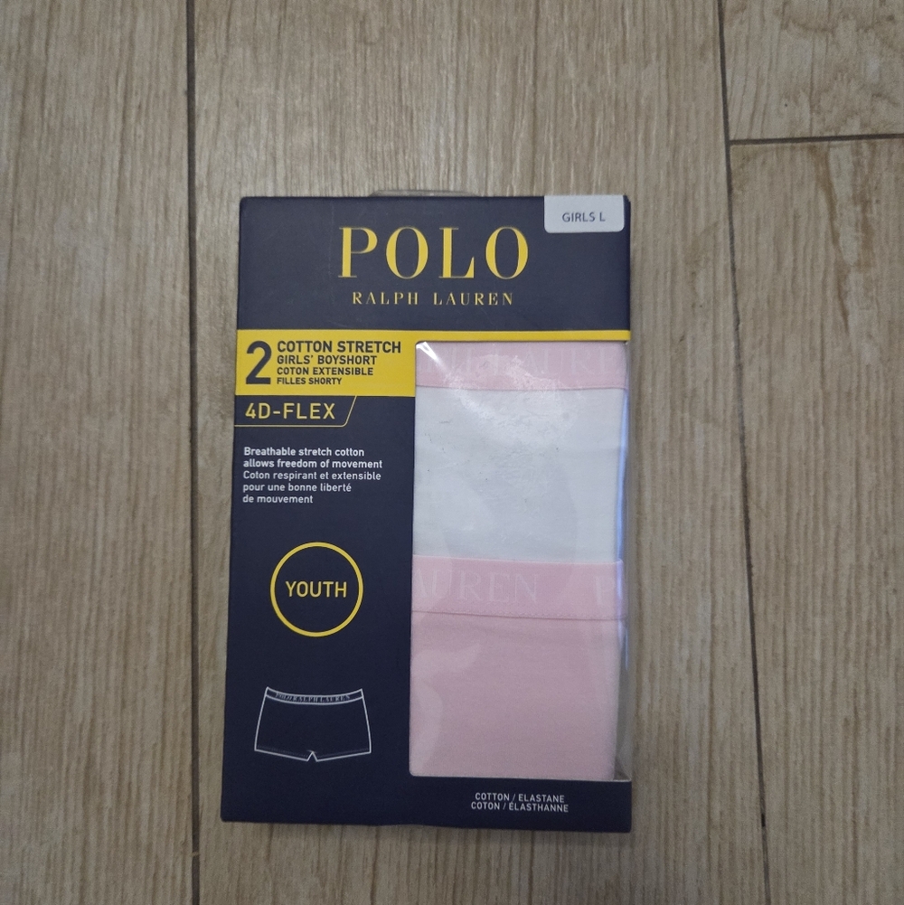 Polo by Ralph Lauren Youth Pink and White Boyshorts For Girls